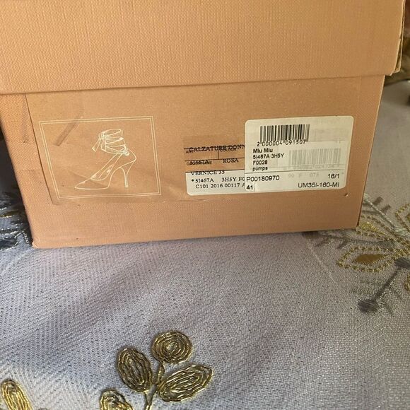 Miu Miu new pink stilettos with black and white ribbon size 41 made in Italy - Picture 6 of 15